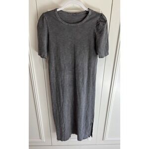 It Is Well LA 100% Cotton T Shirt MIDI Dress Size Small Gray Lagenlook Boho